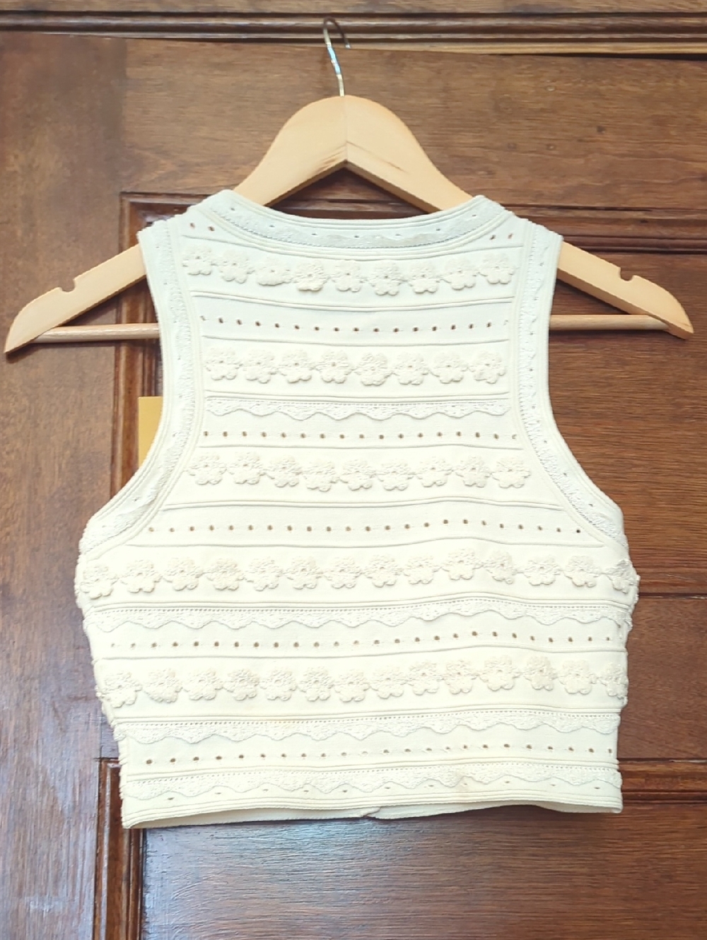 NWT Sandro Propriano Knit Cropped Tank | Cream Ivory | Size XS - Picture 3 of 5